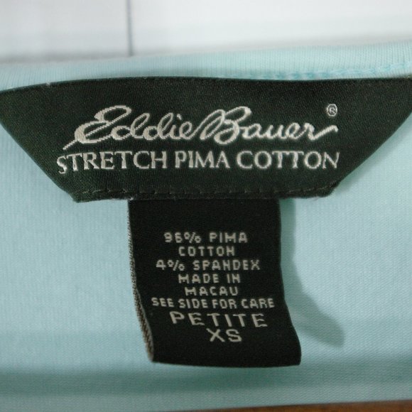 Eddie Bauer Surplice Top Womens Extra Small Seafoam Pima Cotton Long Sleeve - Picture 7 of 7
